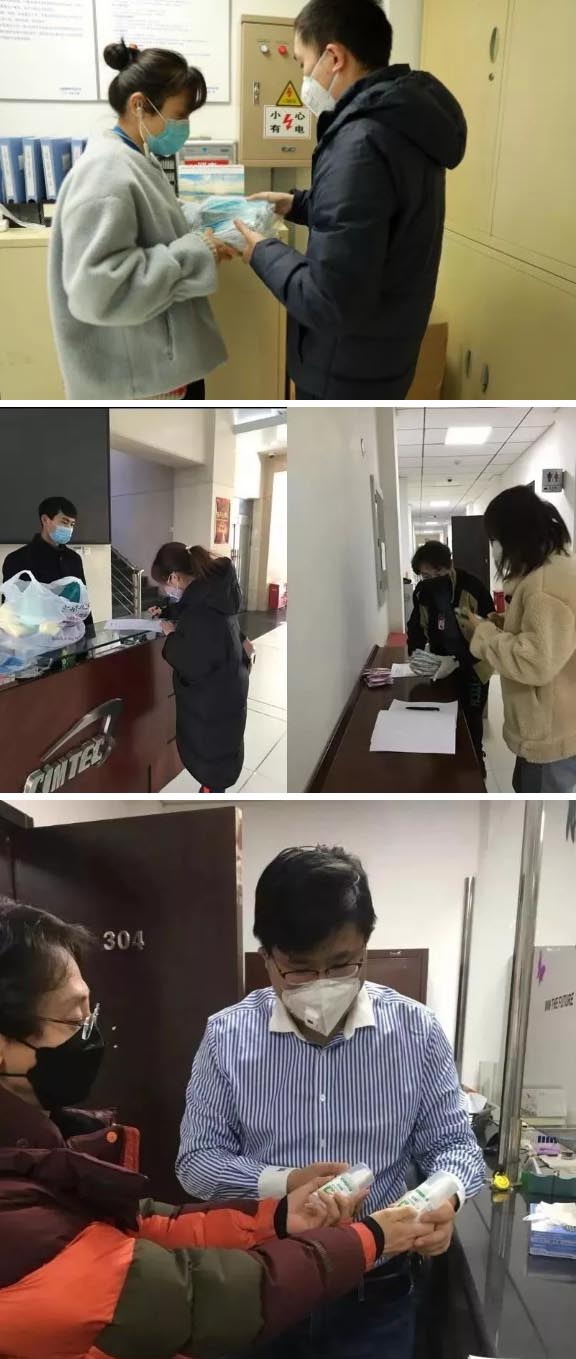 發放防護物資：口罩、手套、消毒液、洗手液